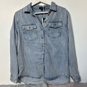 Velvet heart long sleeve denim top
